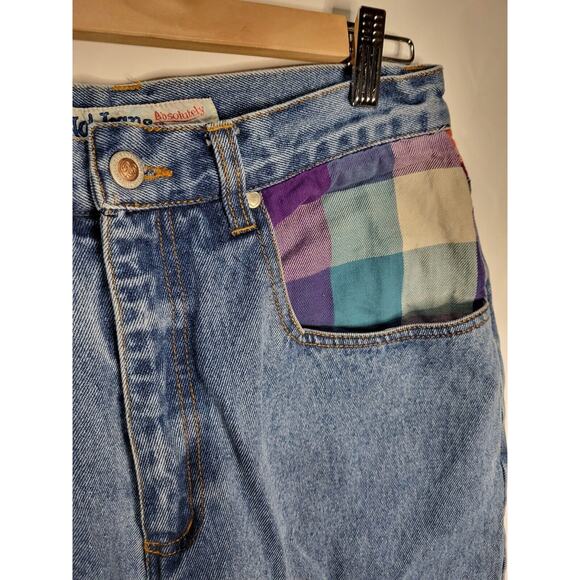 Rare Vintage NO! ABSOLUTELY BLUES Jeans Denim Size 13/14 Plaid, Retro, 1980s - Picture 3 of 11